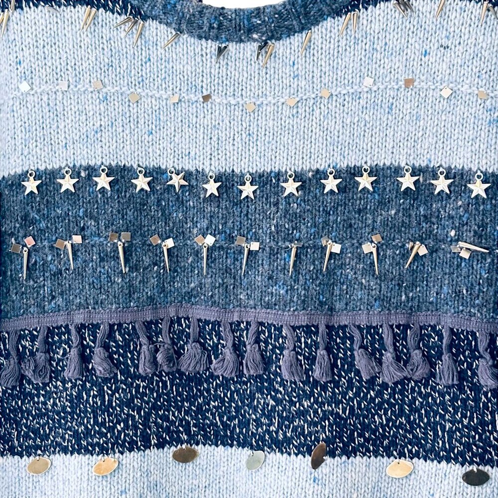 NWOT! Banjo & Matilda Embellished Blue Striped Sweater - Picture 4 of 9
